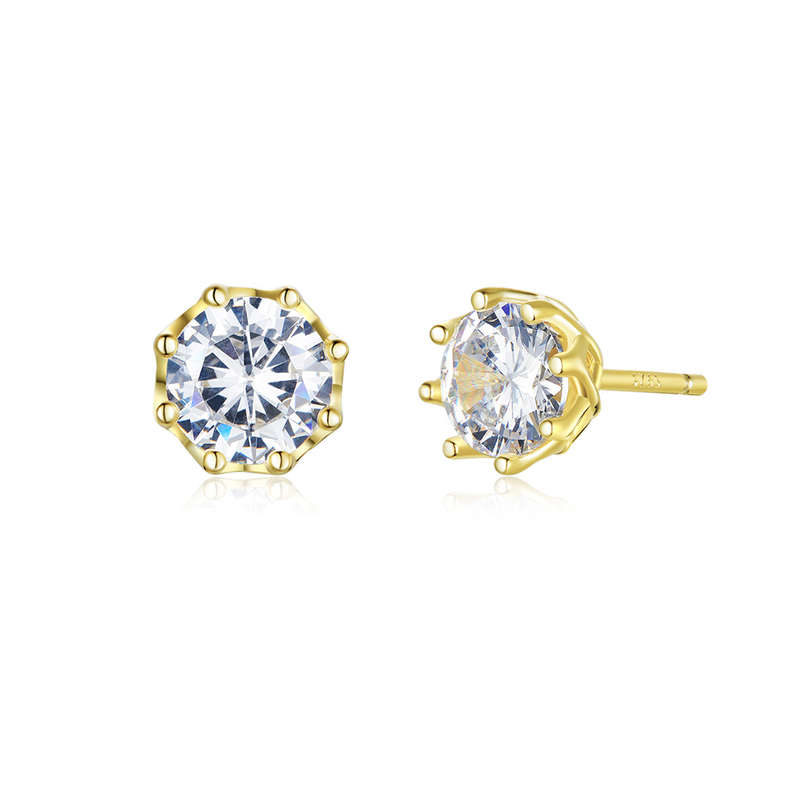 Classic Cubic Solitaire Stud Earrings