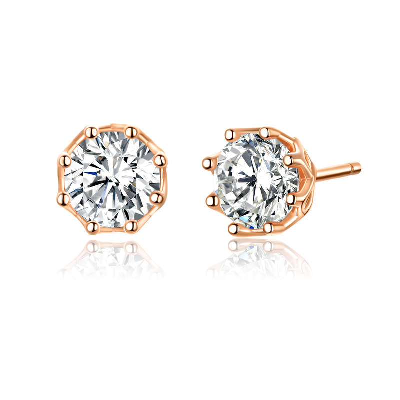 Classic Cubic Solitaire Stud Earrings