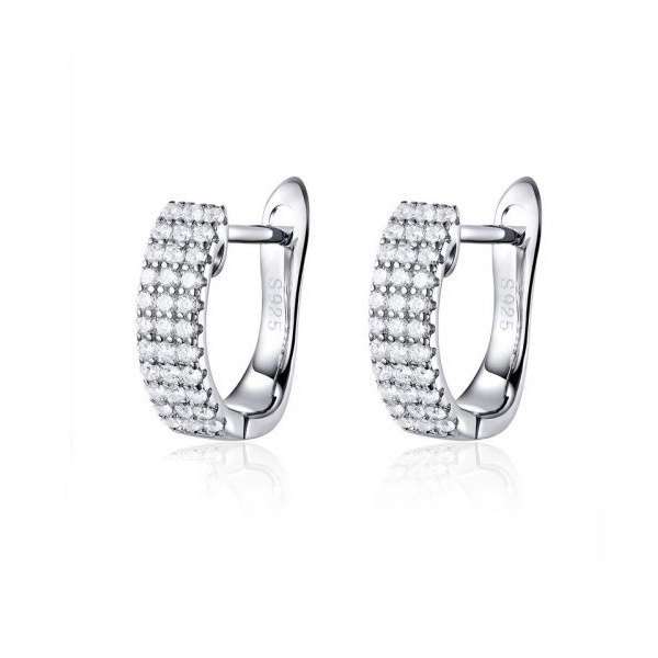 Silver Triple Row Cubic Hoops