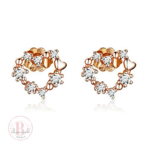 Silver Rose Cubic Floral Studs