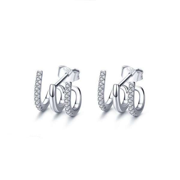 Silver Cubic Cuff Earrings