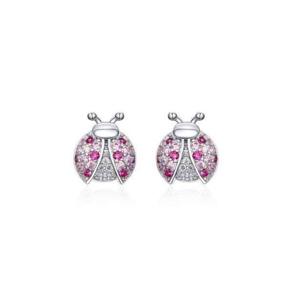 Silver Pink Beetle Studs