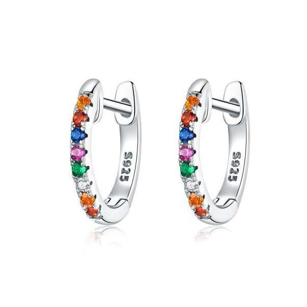 Silver Multi Colour Hoops