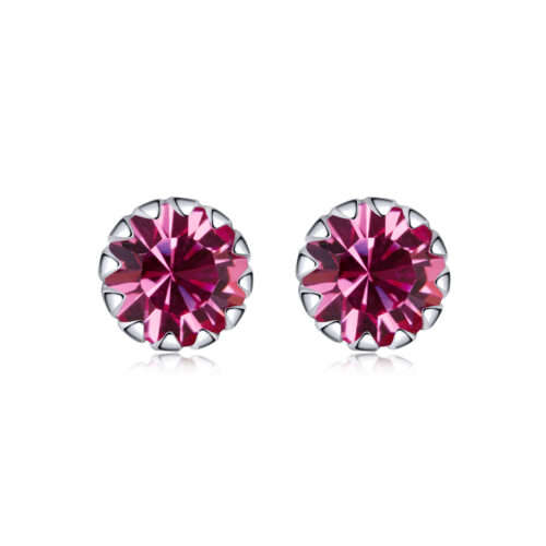 Silver Birthstone Stud Earrings