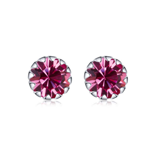 Silver Birthstone Stud Earrings