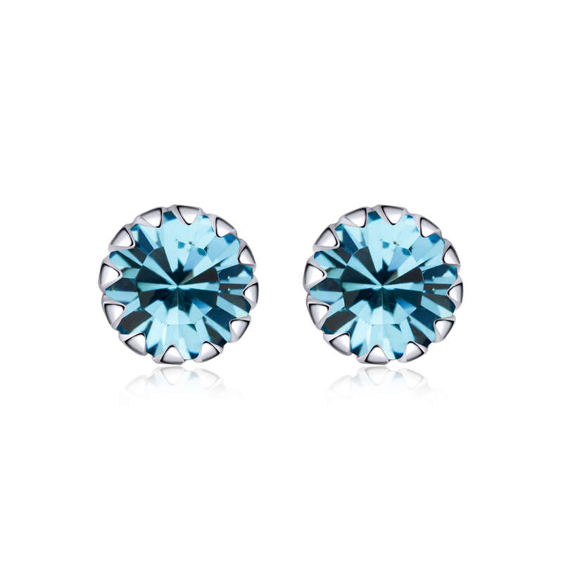 Silver Birthstone Stud Earrings