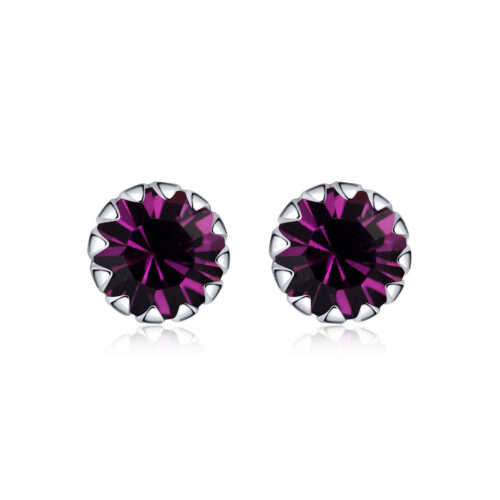 Silver Birthstone Stud Earrings
