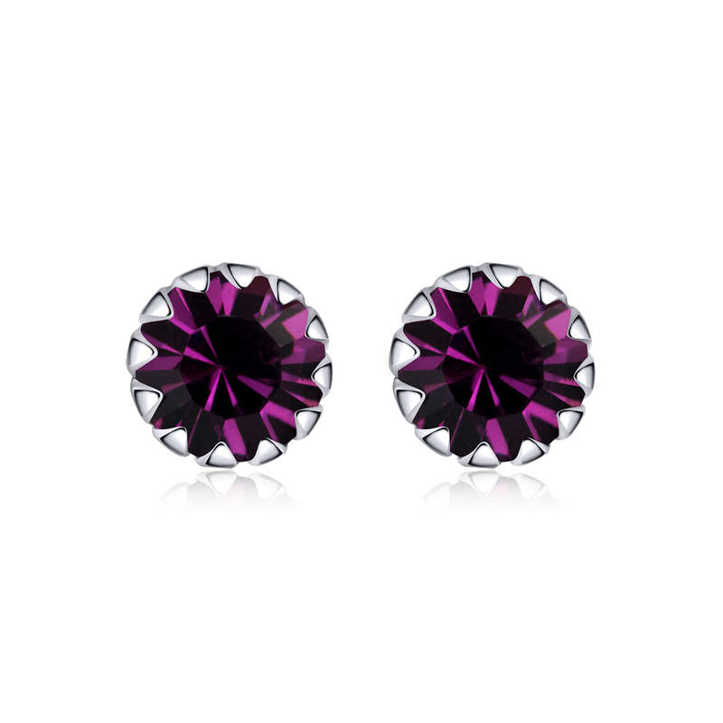 Silver Birthstone Stud Earrings