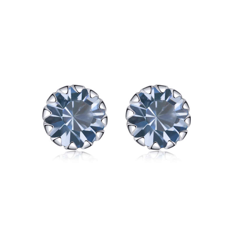 Silver Birthstone Stud Earrings