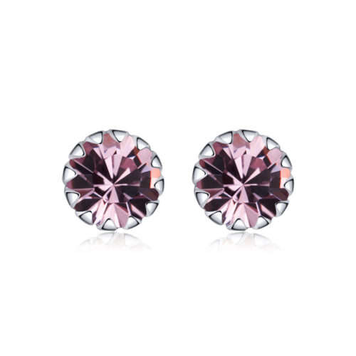 Silver Birthstone Stud Earrings