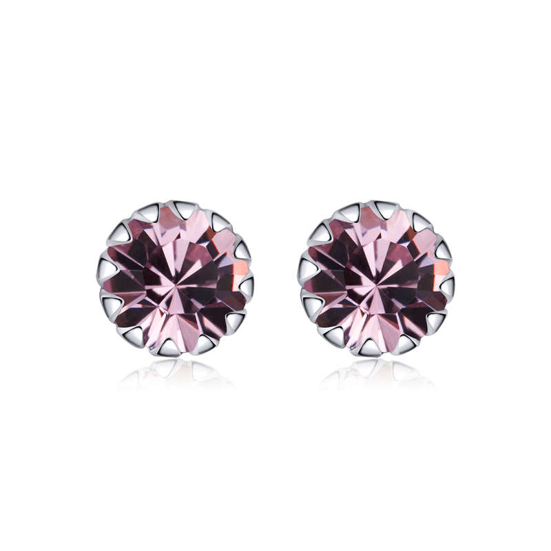 Silver Birthstone Stud Earrings