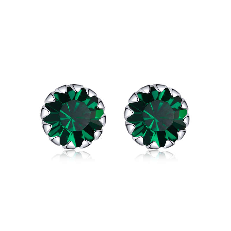 Silver Birthstone Stud Earrings