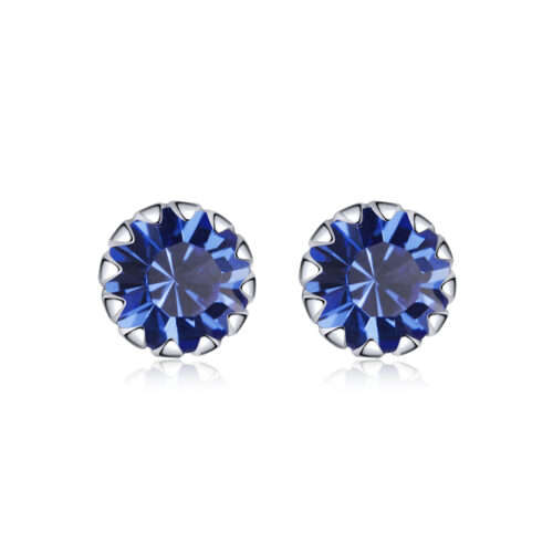 Silver Birthstone Stud Earrings