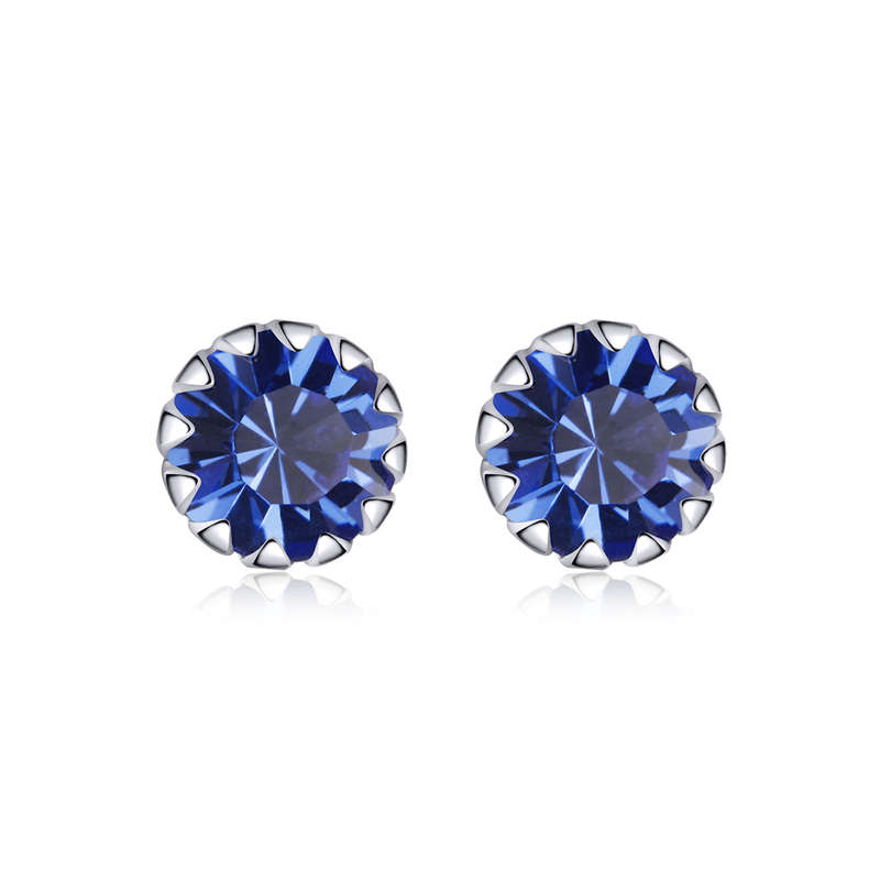 Silver Birthstone Stud Earrings