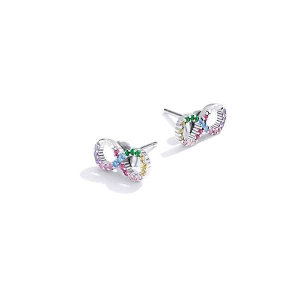 Silver Multi Colour Infinity Earrings
