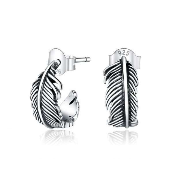 Silver Feather Design Earrings