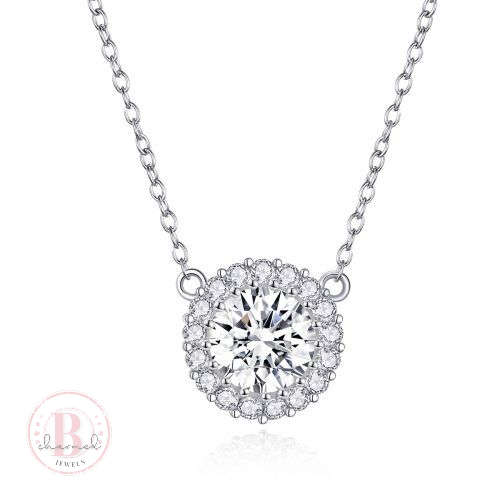 Silver Halo Cubic Round Necklace