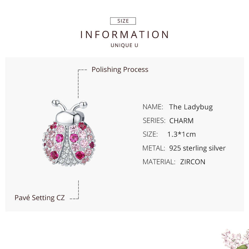 Light Pink Lady Bug Beetle Charm