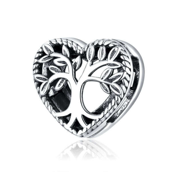 Silver Heart Tree Of Life Charm