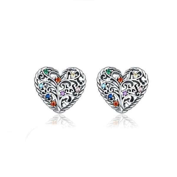 Silver Cubic Zirconia Heart Shape Earrings