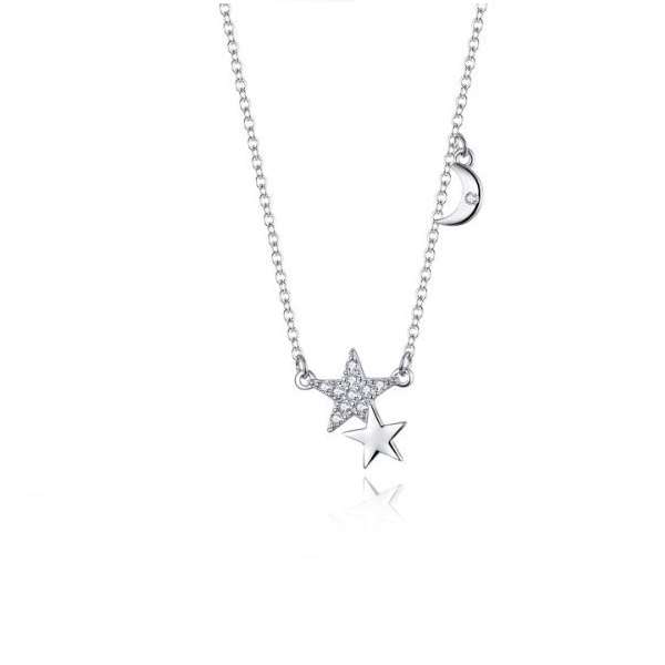 Silver Double Star Necklace