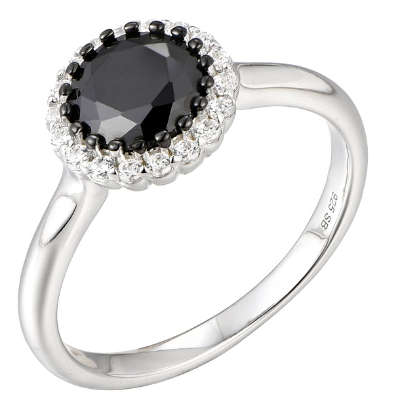 Classic Round Cubic Zirconia Halo Silver Ring