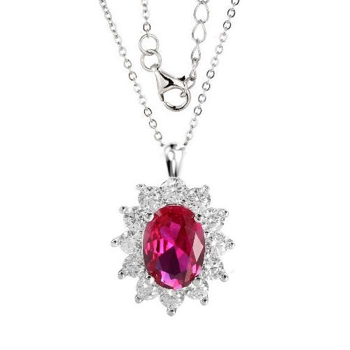 Silver Lady Diana Cubic Zirconia Cluster Necklace