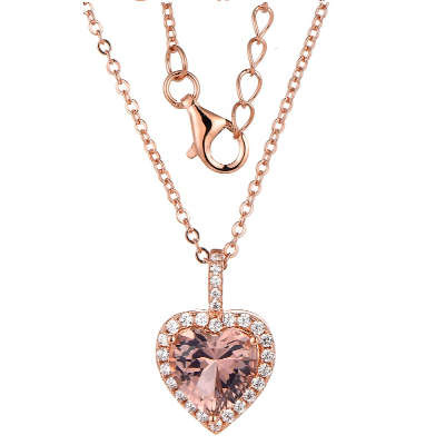 Silver 925 Heart Shape Cubic Zirconia Halo Necklace