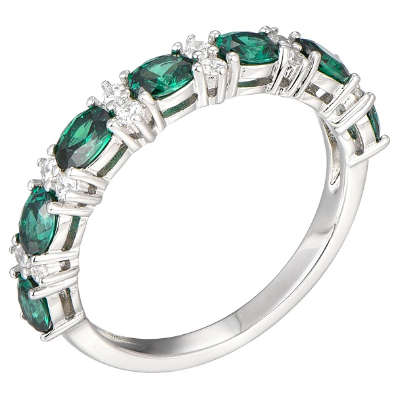 Silver Oval Cubic Zirconia Eternity Ring