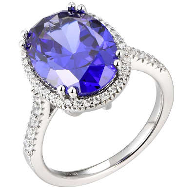 Silver 925 Large Oval Cubic Zirconia Ring