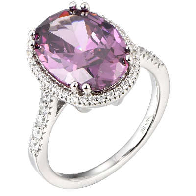 Silver 925 Large Oval Cubic Zirconia Ring