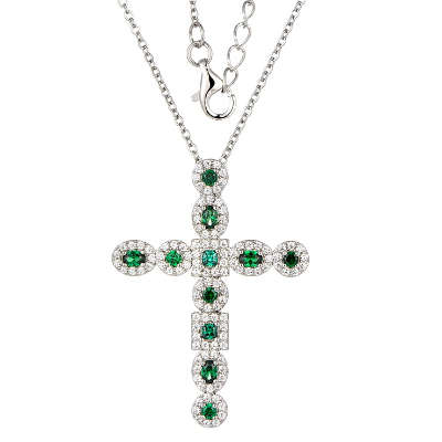 Stunning Silver Cubic Zirconia Cross Necklace