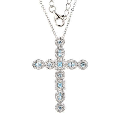 Stunning Silver Cubic Zirconia Cross Necklace