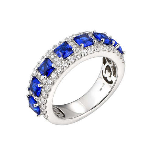 Silver Sapphire Cubic Eternity Ring