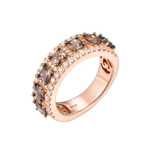 Silver Brown Coffee Cubic Eternity Ring