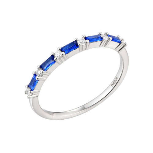 Silver Cubic Sapphire Eternity Ring