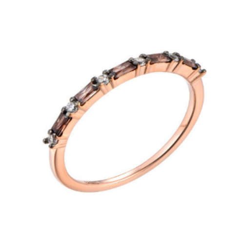 Stunning New Rose Silver Coffee Colour Cubic Eternity Ring