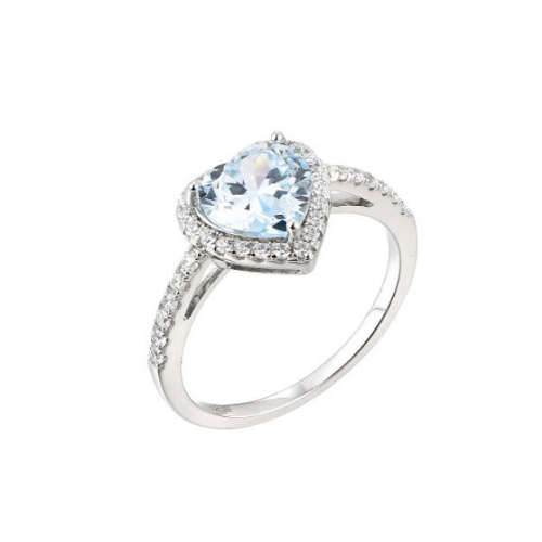 Silver 925 Heart Shape Cubic Zirconia Halo Ring