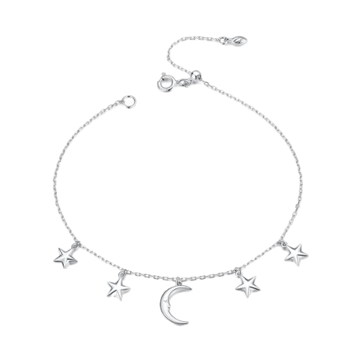 Silver Moon And Stars Bracelet
