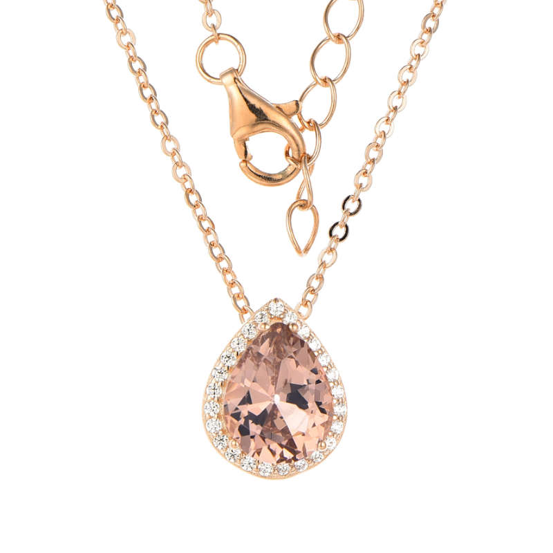Silver Pear Shape Cubic Created Colour Pendant