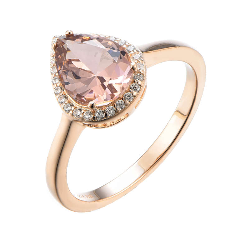 Silver Pear Shape Cubic Created Colour Ring
