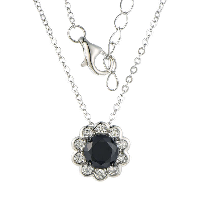 Silver Round Colour Created Cubic Halo Flower Earrings
