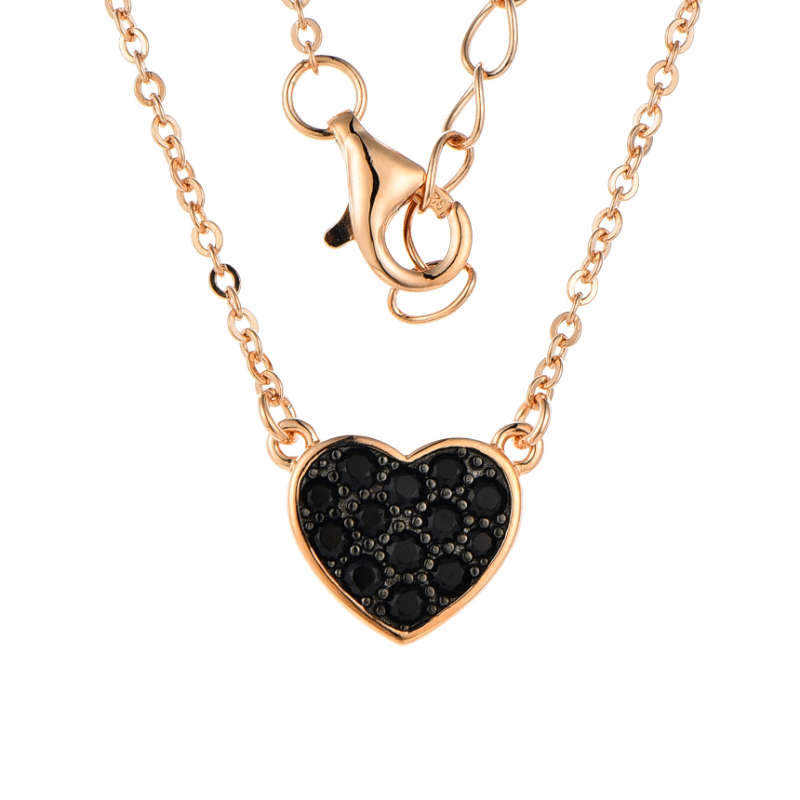 Silver Cubic Zirconia Heart Shape Pendant With Chain