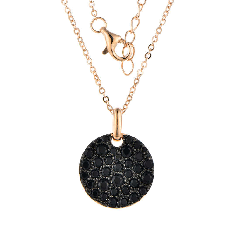 Silver Round Disc Coloured Cubic Necklace