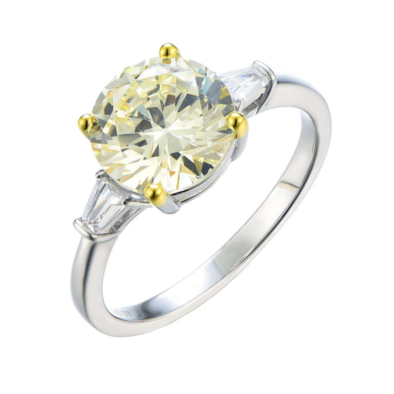 Silver Big Round Coloured Cubic Ring