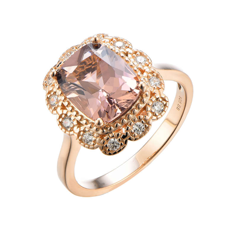 Silver Cushion Coloured Cubic Ring