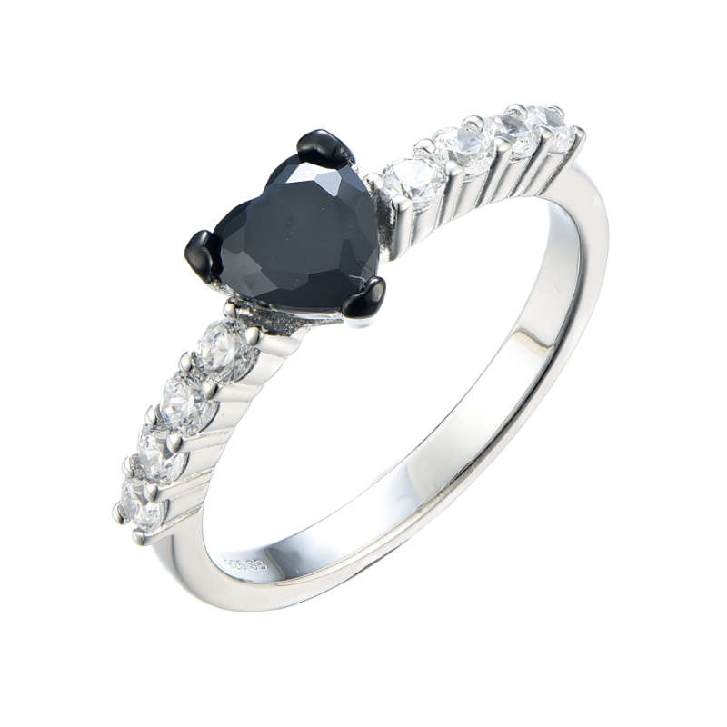 Silver Coloured Heart Shape Cubic Zirconia Ring
