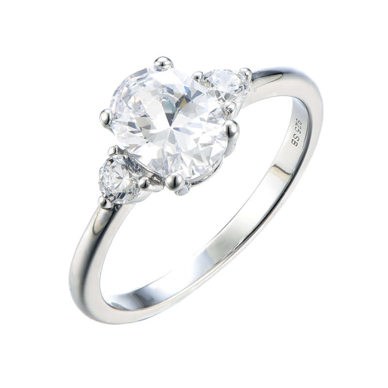 Silver Oval Cubic Set Ring