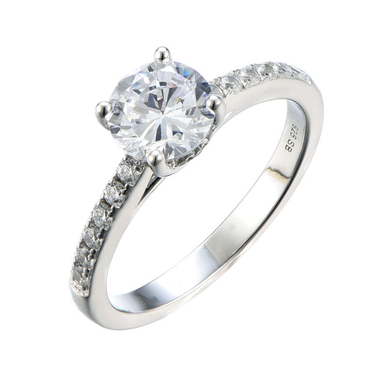 Silver Round Cubic Ring Pace Cubic Shank Ring