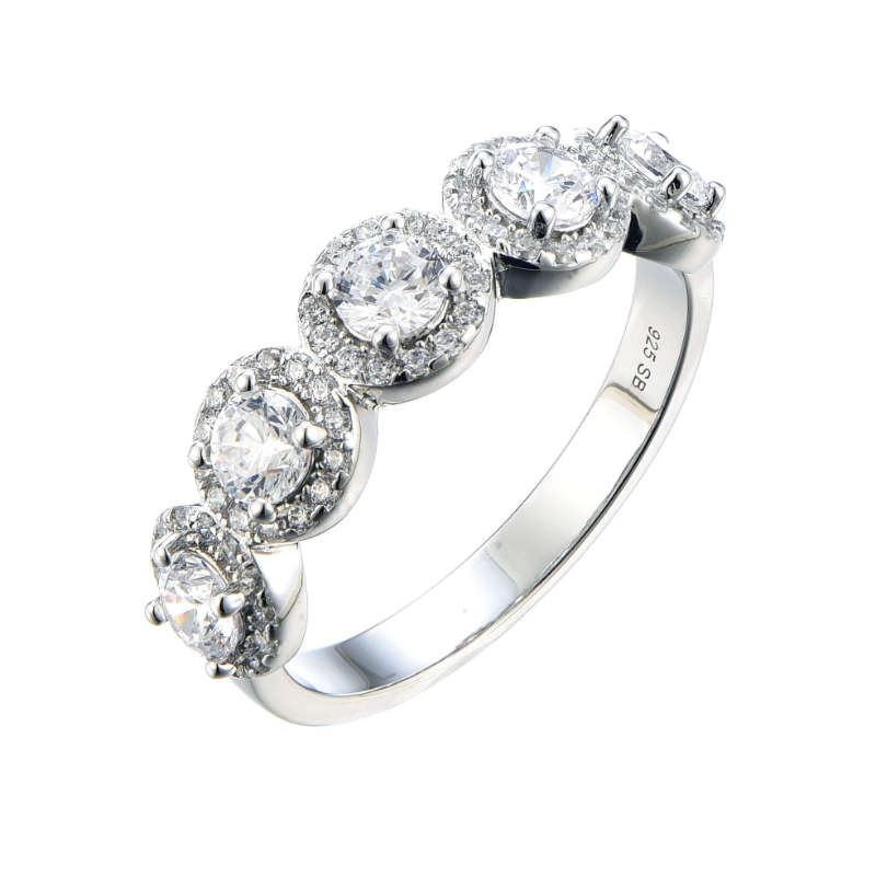 Silver Cubic Halo Design Eternity Ring